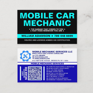 MOBILE MECHANIC   AUTO CARE & CAR REPAIR BUSINESS CARD