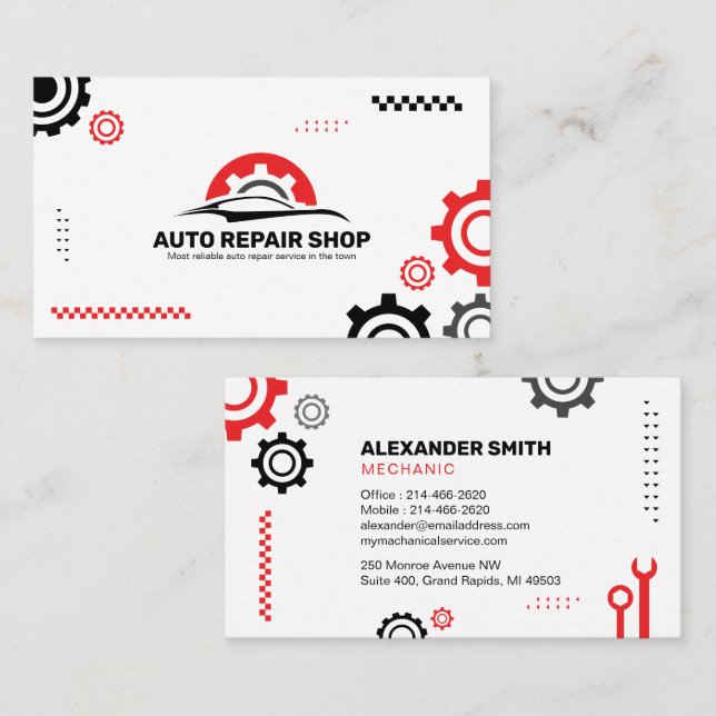 Mobile Mechanic, Auto Repair, Car Repair, Editable Business Card (Front/Back)