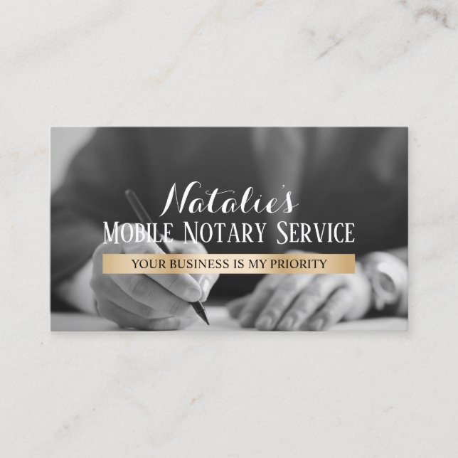 Mobile Notary & Apostille Gold Label Signing Agent Business Card (Front)