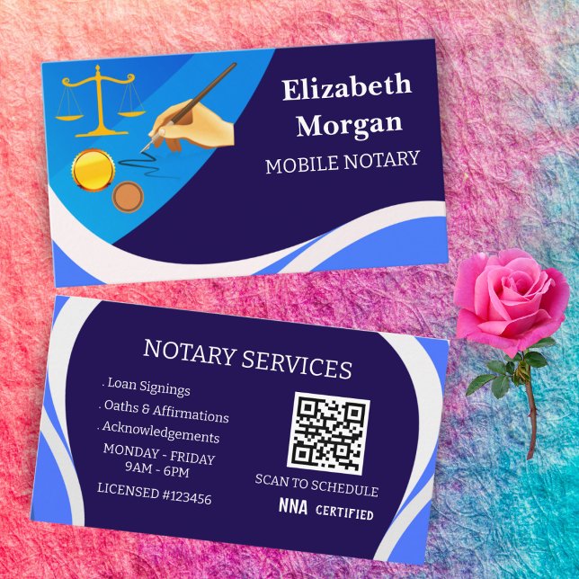 Mobile Notary Business Cards-Modern Legal QR Code Business Card (Creator Uploaded)