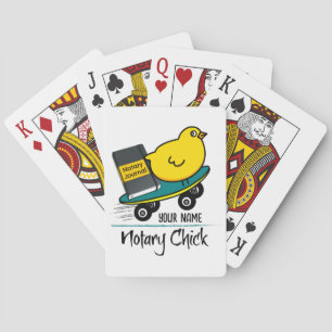 Mobile Notary Chick on Skateboard Customised Name Playing Cards