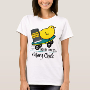 Mobile Notary Chick Rides Skateboard North Dakota T-Shirt