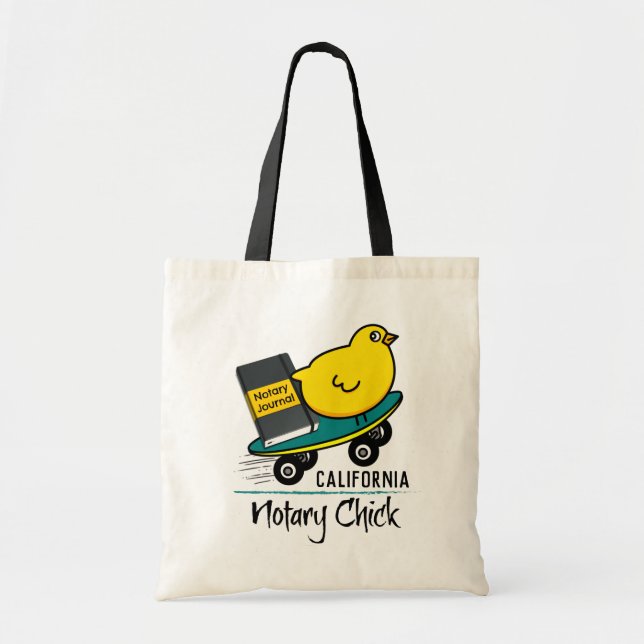 Mobile Notary Chick Riding Skateboard California Tote Bag (Front)