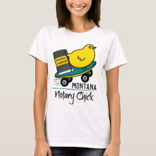 Mobile Notary Chick Riding Skateboard Montana T-Shirt