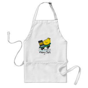 Mobile Notary Chick Riding Skateboard with Journal Standard Apron