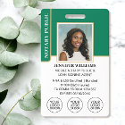 Mobile Notary ID Badge Photo Logo Modern Green
