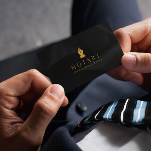 Mobile Notary Loan Signing Agent Black & Gold Business Card