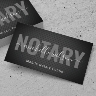 Mobile Notary Loan Signing Agent Black Metal Business Card