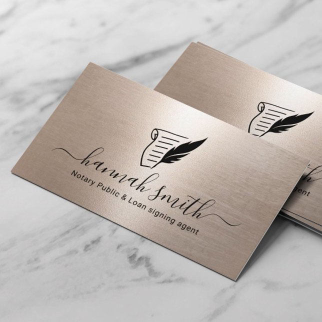 Mobile Notary Loan Signing Agent Elegant Gold Business Card (Creator Uploaded)