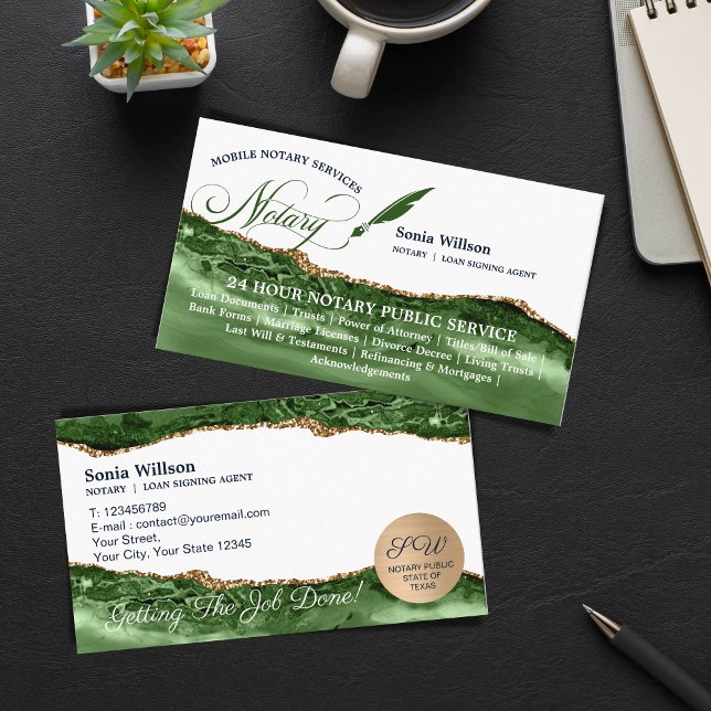 Mobile Notary & Loan Signing Agent Emerald Flyer Business Card (Creator Uploaded)