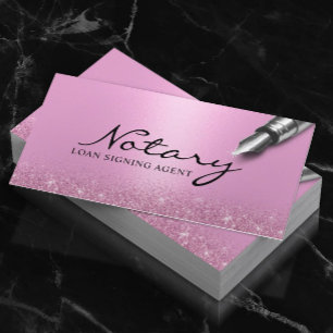 Mobile Notary Loan Signing Agent Modern Pink Business Card