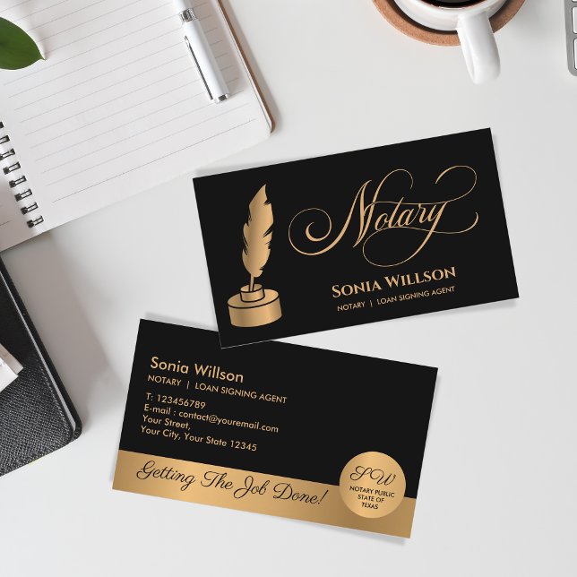 Mobile Notary & Loan Signing Agent Pink Agate Flye Business Card (Creator Uploaded)