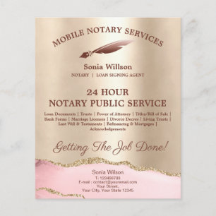 Mobile Notary & Loan Signing Agent Pink Agate Flye Flyer