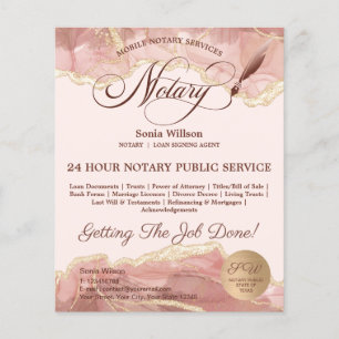 Mobile Notary & Loan Signing Agent Pink Agate Flye Flyer