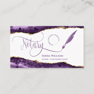 Mobile Notary & Loan Signing Agent Purple QR Code Business Card