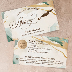 Mobile Notary & Loan Signing Agent Sage Green Business Card