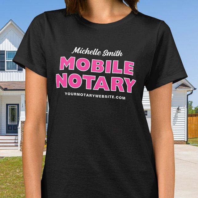 Mobile Notary Pink Black Editable Name T-Shirt (Creator Uploaded)
