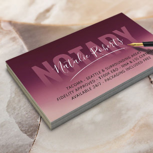 Mobile Notary Public Burgundy Red Signature Business Card