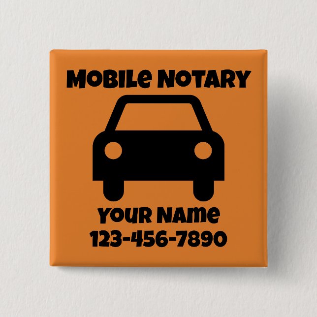 Mobile Notary Public Car Symbol Customised 15 Cm Square Badge (Front)