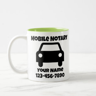 Mobile Notary Public Car Symbol Customised Two-Tone Coffee Mug