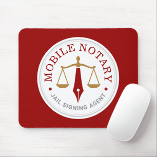 Mobile Notary Public Custom Legal Signing Red Gold Mouse Pad