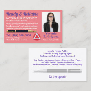 Mobile Notary Public Customisable Photo Business C Card