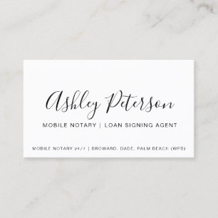 Mobile Notary public elegant typography minimalist Business Card