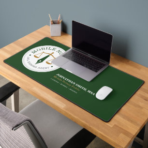 mobile notary public jail legal signing Green Gold Desk Mat