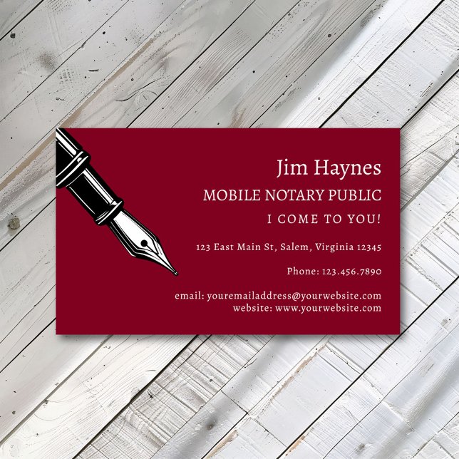 Mobile Notary Public Loan Signing Agent Business Card (Creator Uploaded)