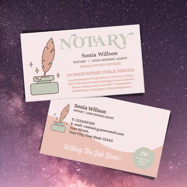 Mobile Notary Public & Loan Signing Agent  Business Card (Creator Uploaded)