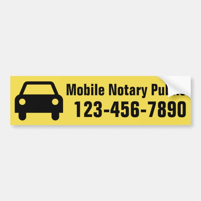 Mobile Notary Public Phone Number Customised Bumper Sticker (Front)