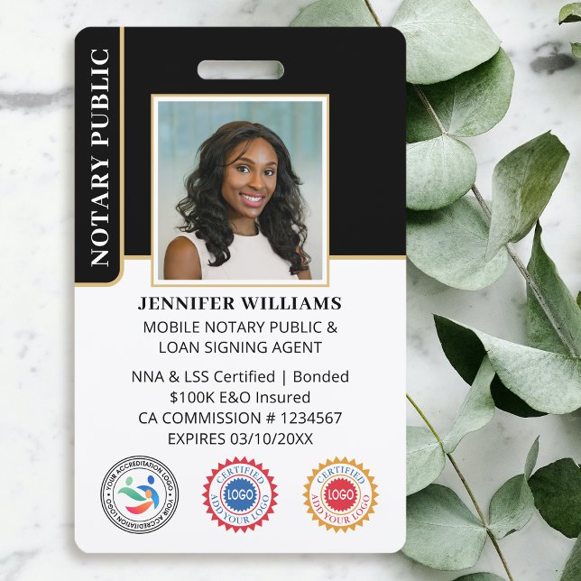 Mobile Notary Public Photo QR Code ID Black Badge (Creator Uploaded)