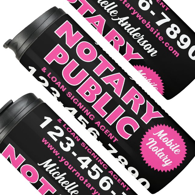 Mobile Notary Public Pink Black Travel Thermal Tumbler (Creator Uploaded)