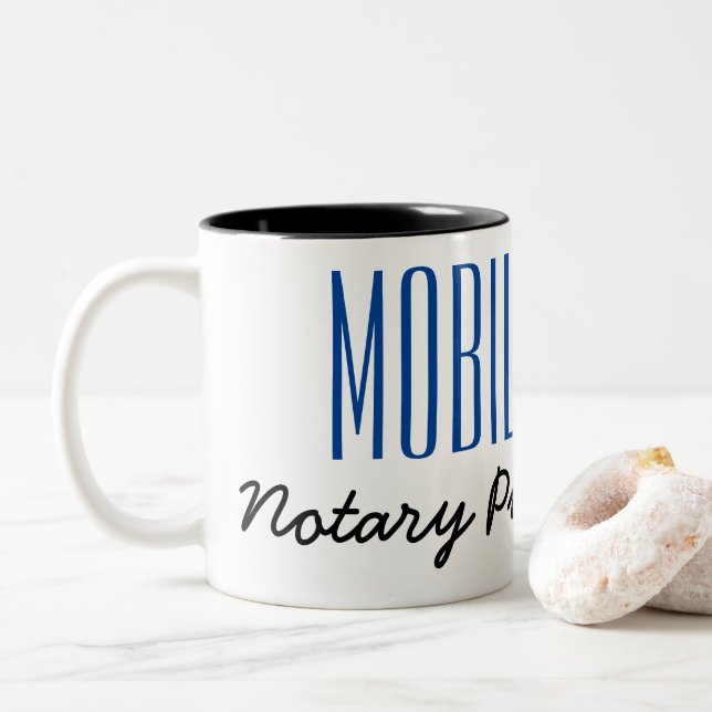 Mobile Notary Public Poised Pen Customisable Two-Tone Coffee Mug (With Donut)