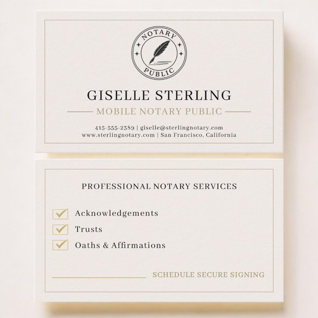 Mobile Notary Public Professional Business Card (Creator Uploaded)