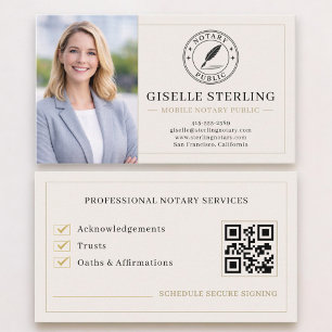 Mobile Notary Public QR Code Photo  Business Card