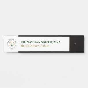 Mobile Notary Public Signing Agent green gold Door Sign