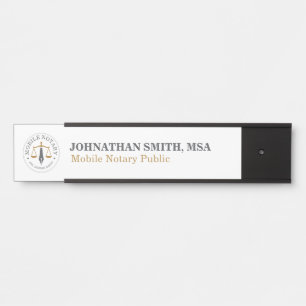 Mobile Notary Public Signing Agent grey gold Door Sign