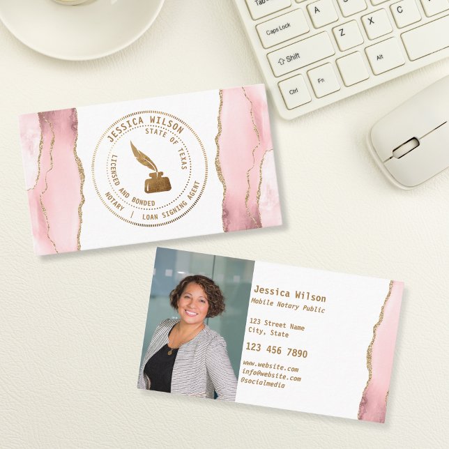 Mobile Notary Public Stamp Logo Loan Signing Photo Business Card (Creator Uploaded)