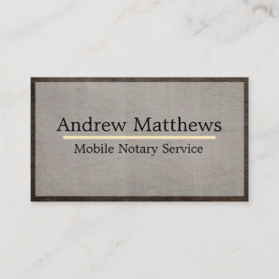 Mobile Notary Service Elegant Brown Linen Simple Business Card