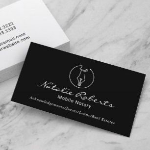 Mobile Notary Service Minimalist Pen Logo Black Business Card