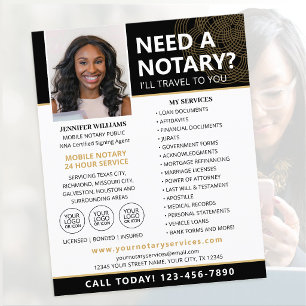 Mobile Notary Service Photo Flyer Black Gold