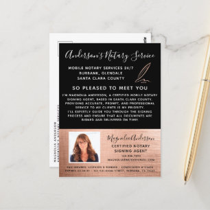 Mobile Notary Service Rose Gold Photo Marketing Postcard