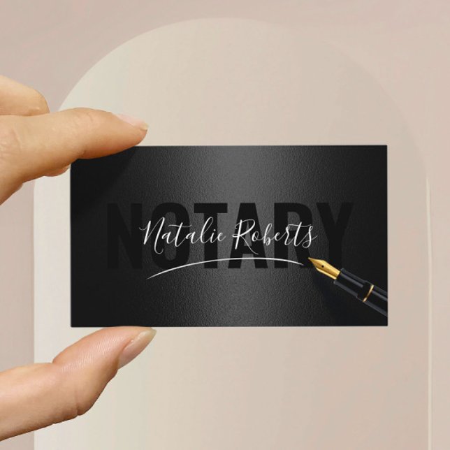 Mobile Notary Service Signature Black & Rose Gold Business Card (Creator Uploaded)
