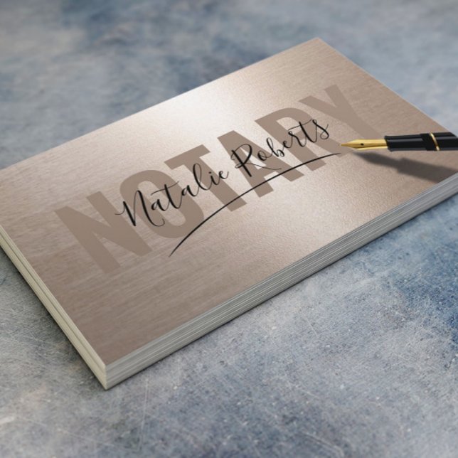 Mobile Notary Service Signature Elegant Gold Business Card (Creator Uploaded)