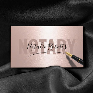 Mobile Notary Service Signature Modern Rose Gold Business Card