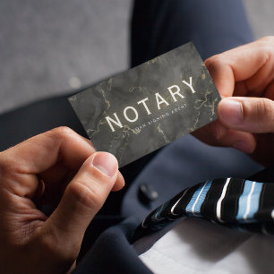 Mobile Notary Signing Agent Black Marble Business Card