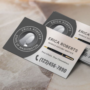 Mobile Notary Signing Agent Classy Silver Photo Business Card