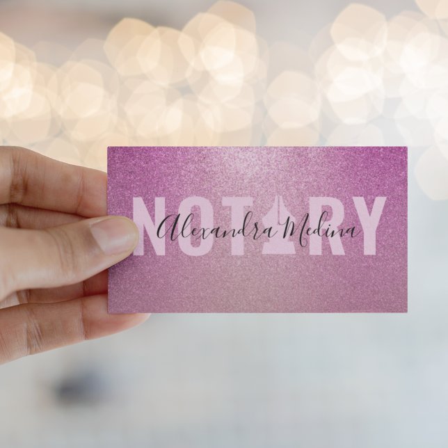 Mobile Notary Signing Agent Purple Glitter  Business Card (Creator Uploaded)