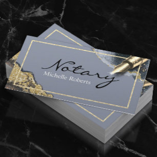 Mobile Notary Signing Agent Trendy Blue & Gold Business Card